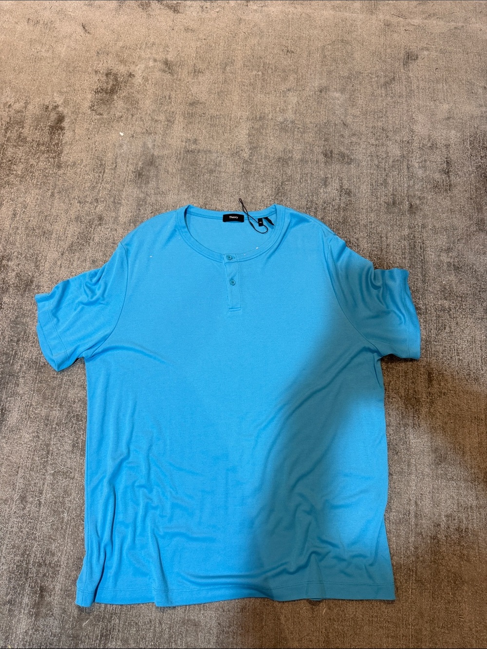 Theory Men's Short Sleeve Henley Shirt - Aqua Blue